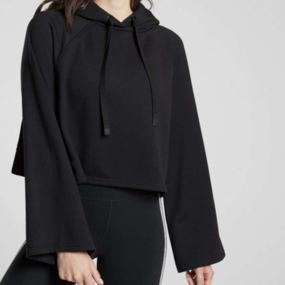 Athleta Black Cropped Hoodie Sweater